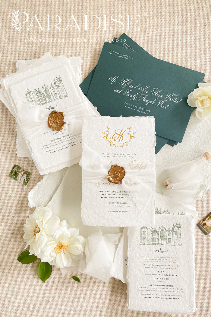 Magnolia Handmade Paper Wedding Invitation Sets