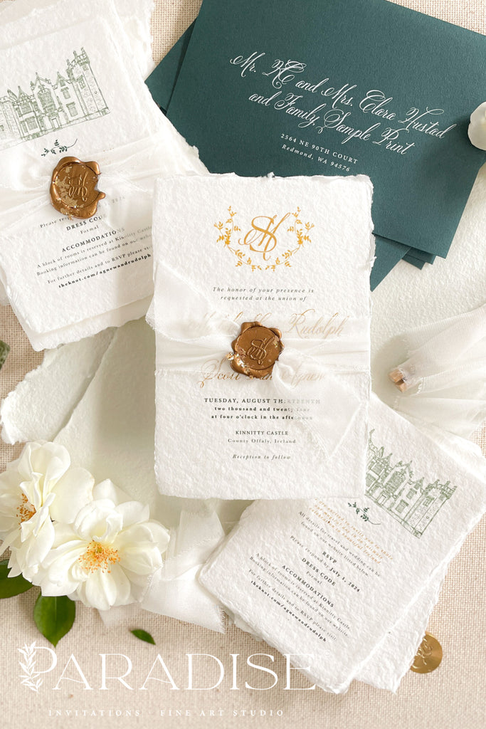 Magnolia Handmade Paper Wedding Invitation Sets