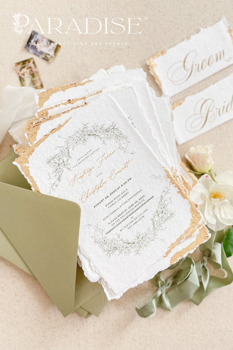 Announce your special day with the serene beauty of our garden wedding stationery set. This collection features a delicate golden leaf on each invite, adding a touch of timeless elegance and luxury. Perfect for a lush garden ceremony, an intimate outdoor reception, or any couple who appreciates a subtle yet romantic and sophisticated aesthetic. The unique design of this timeless romantic stationery is sure to set a beautiful and memorable tone for your celebration.