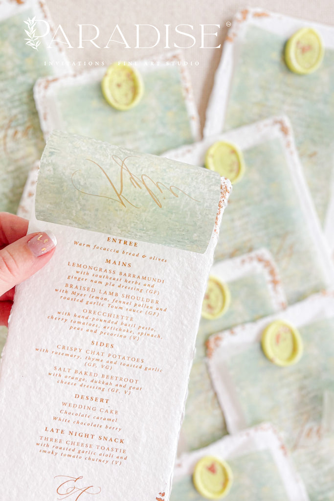 Victoria Handmade Paper Wedding Menus