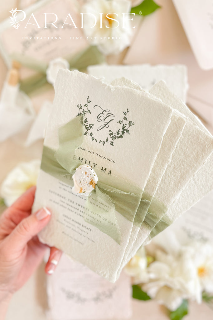 Lainey Colored Handmade Paper Wedding Invitations