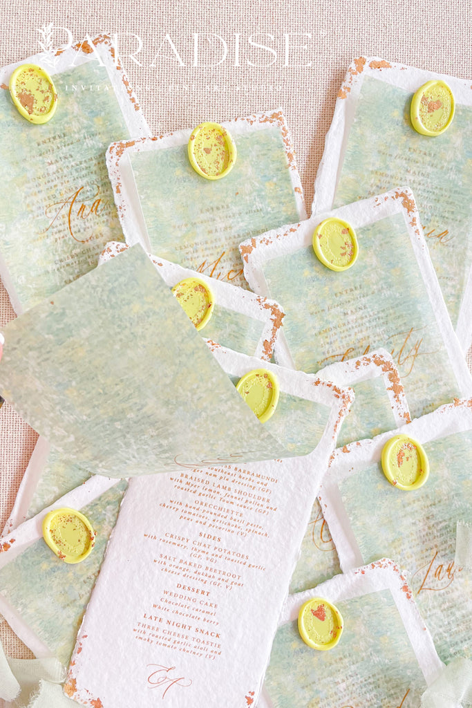 Victoria Handmade Paper Wedding Menus