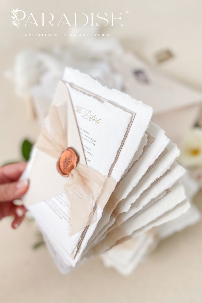 Bemadette Handmade Paper Wedding Invitation Sets