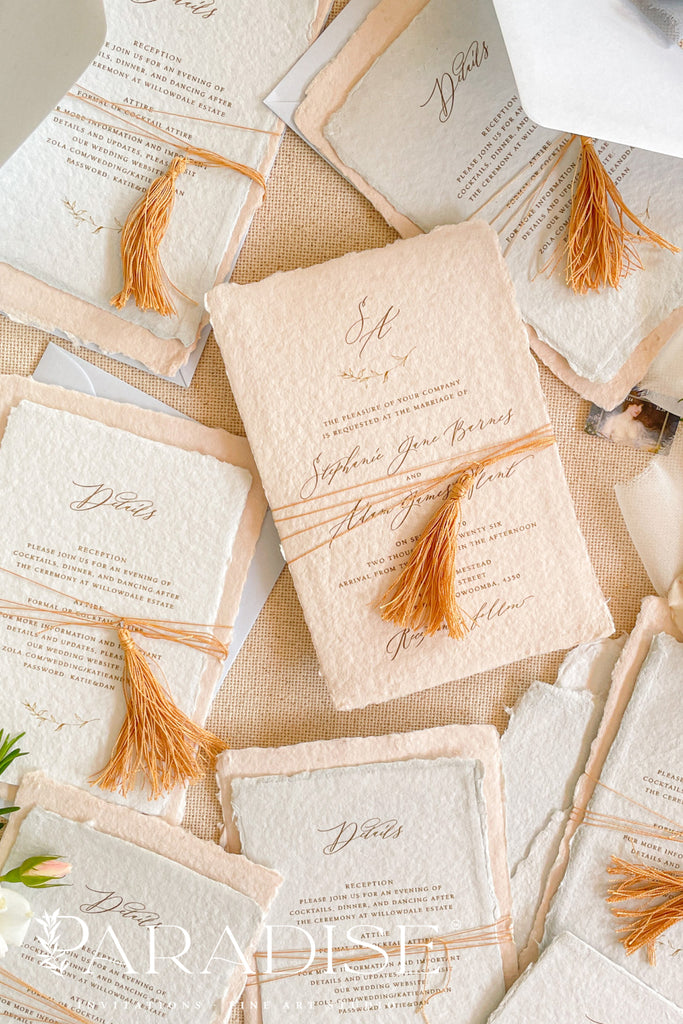 Maryam Tassels and Colored Handmade Paper Wedding Invitations