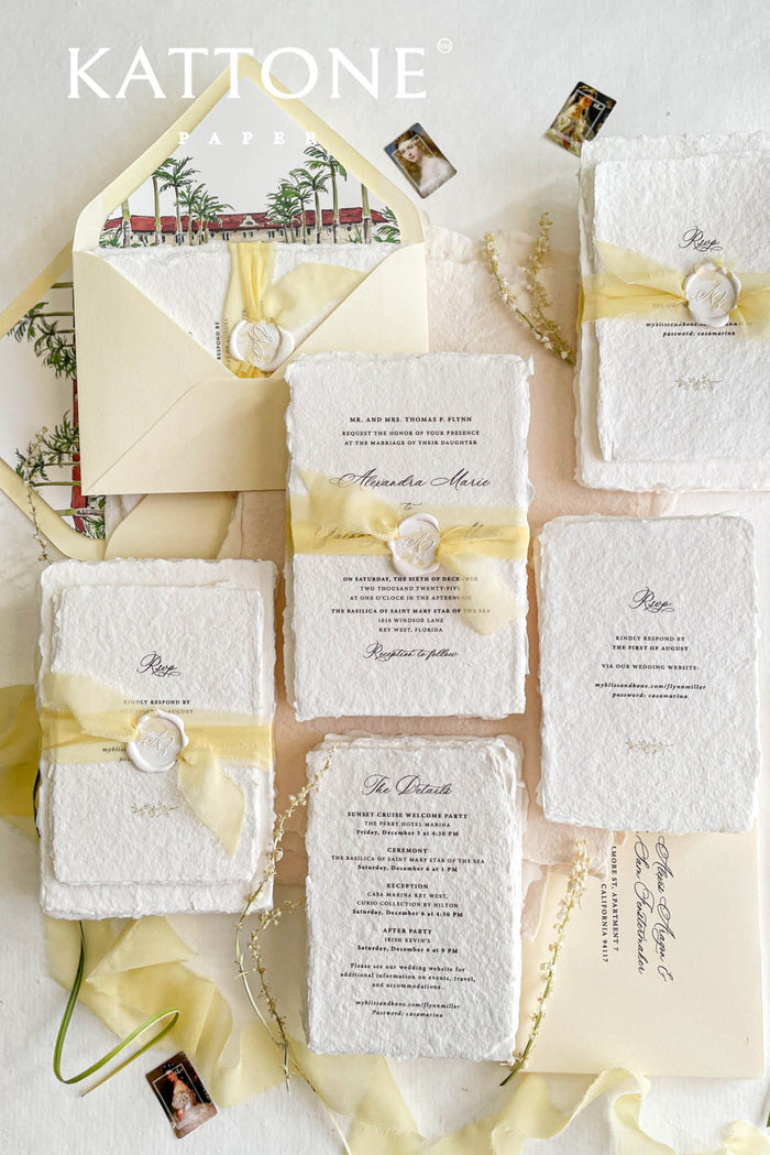 Darcy Handmade Paper Wedding Invitation Sets