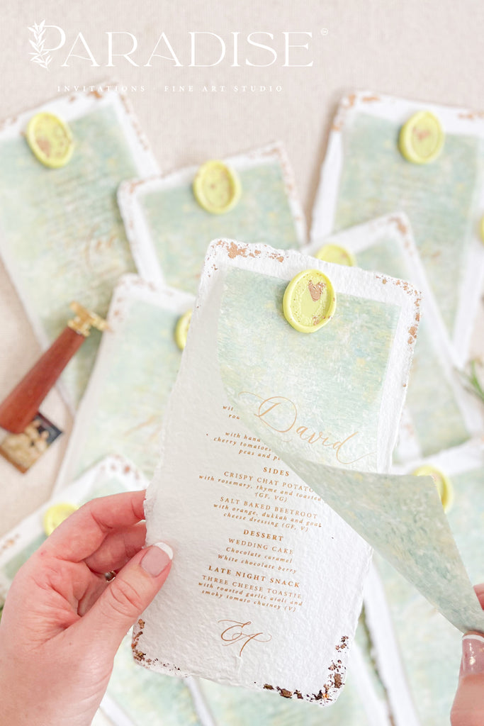 Victoria Handmade Paper Wedding Menus