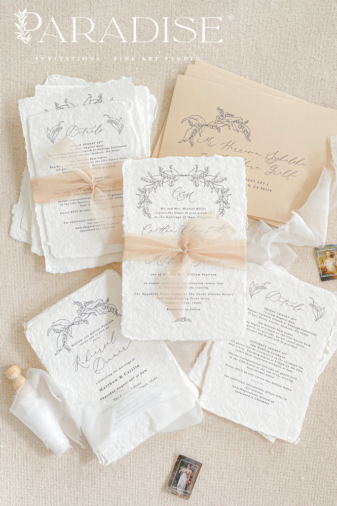 Cori Handmade Paper Wedding Invitation Suite