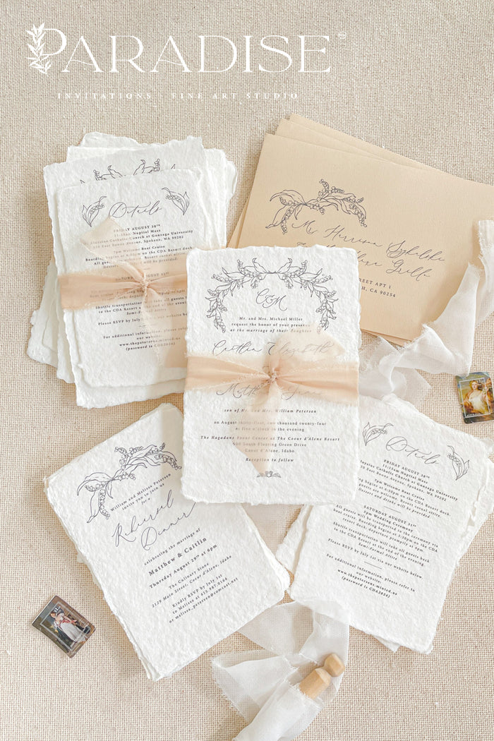 Cori Handmade Paper Wedding Invitation Suite