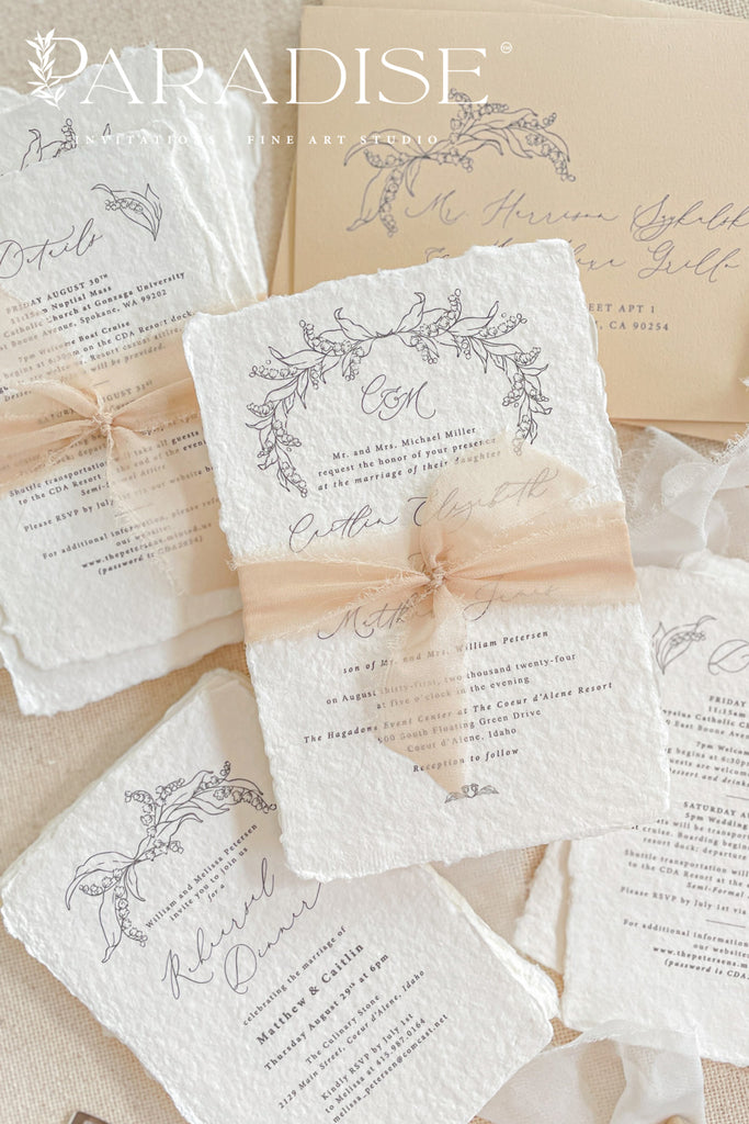 Cori Handmade Paper Wedding Invitation Suite