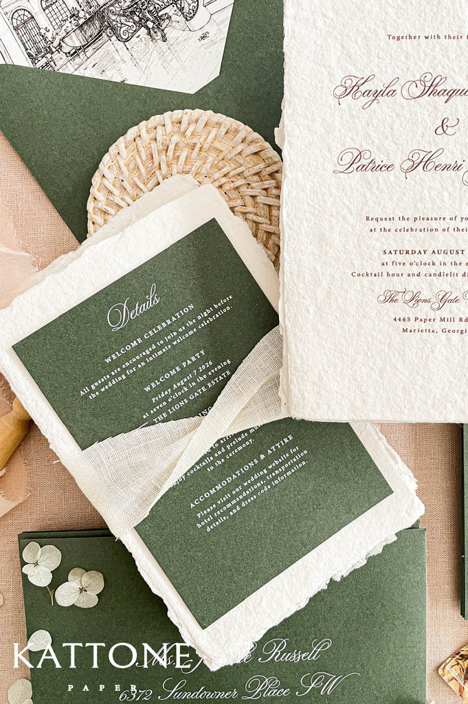 Luxury wedding stationery featuring flowing script and classic serif typography in warm espresso tones for a sophisticated timeless aesthetic.
