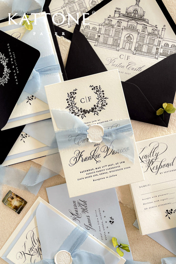 Amalfi Monogram Wedding Invitation Sets