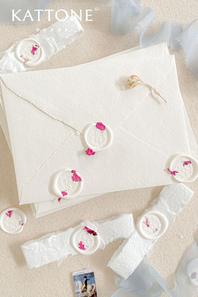 White Wax Seals with Dry Petal Roses