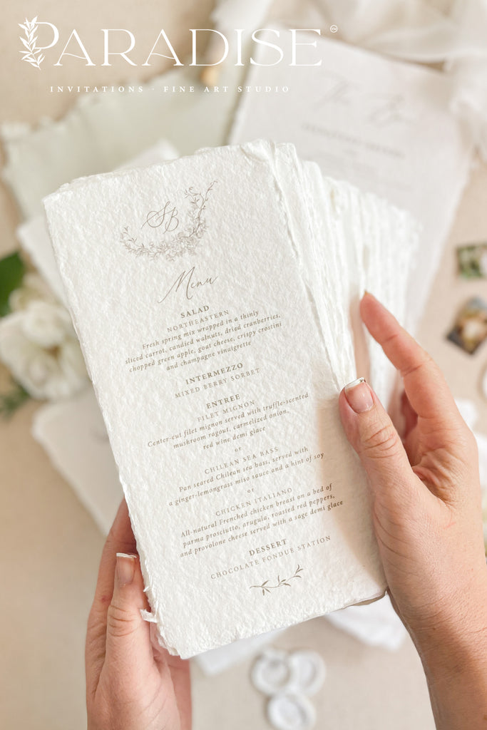 Alexis Handmade Paper Wedding Menus