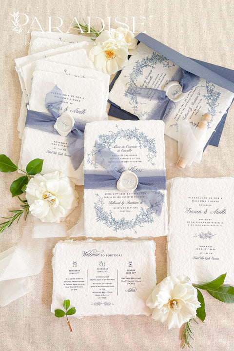 Elevate your wedding with our exquisite Wedding Invitation Sets! Crafted on stunning deckled edge paper, these invites bring a touch of elegance to your special day. Each set comes beautifully assembled with luxurious silk ribbons and classic wax seals, ensuring a memorable presentation. Perfect for sophisticated celebrations!