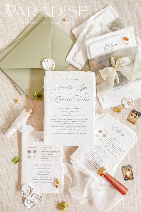 This exquisite wedding invitations suite offers a blend of timeless sophistication and modern elegance. The beautiful modern calligraphy invites are printed on luxurious handmade cotton paper, providing a rich, tactile feel and a fine art finish. This fine art stationery is the perfect choice for couples who appreciate bespoke, handcrafted details and a chic, contemporary aesthetic.