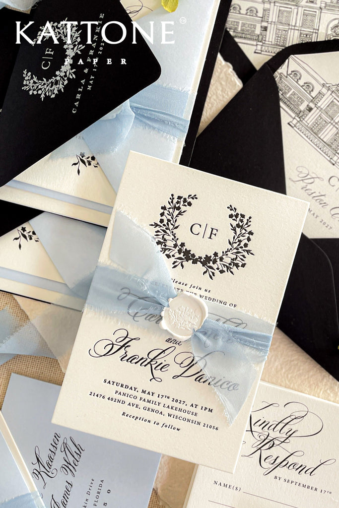 Amalfi Monogram Wedding Invitation Sets