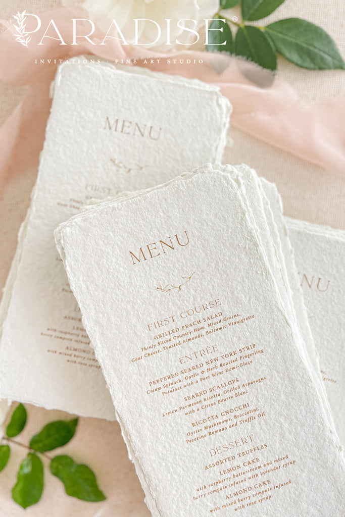 Maia Handmade Paper Wedding Menus