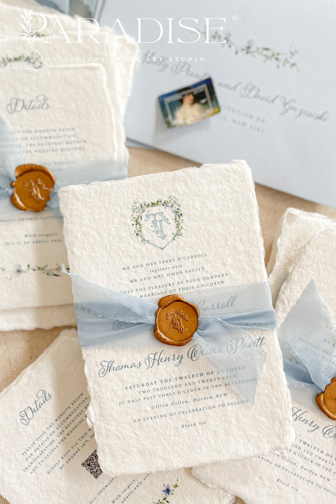 Kaylen Handmade Paper Wedding Invitation Suite