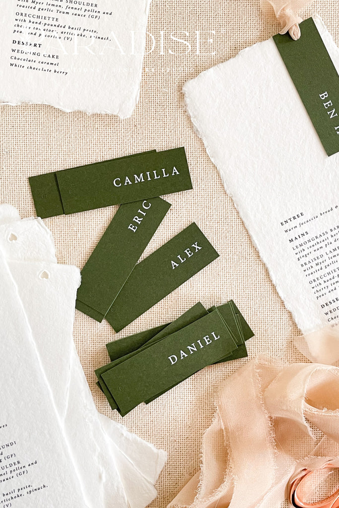 Jade Handmade Paper Wedding Menus