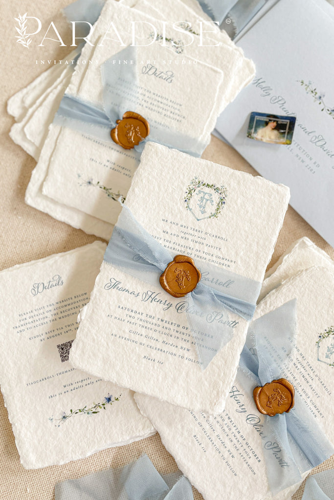 Kaylen Handmade Paper Wedding Invitation Suite