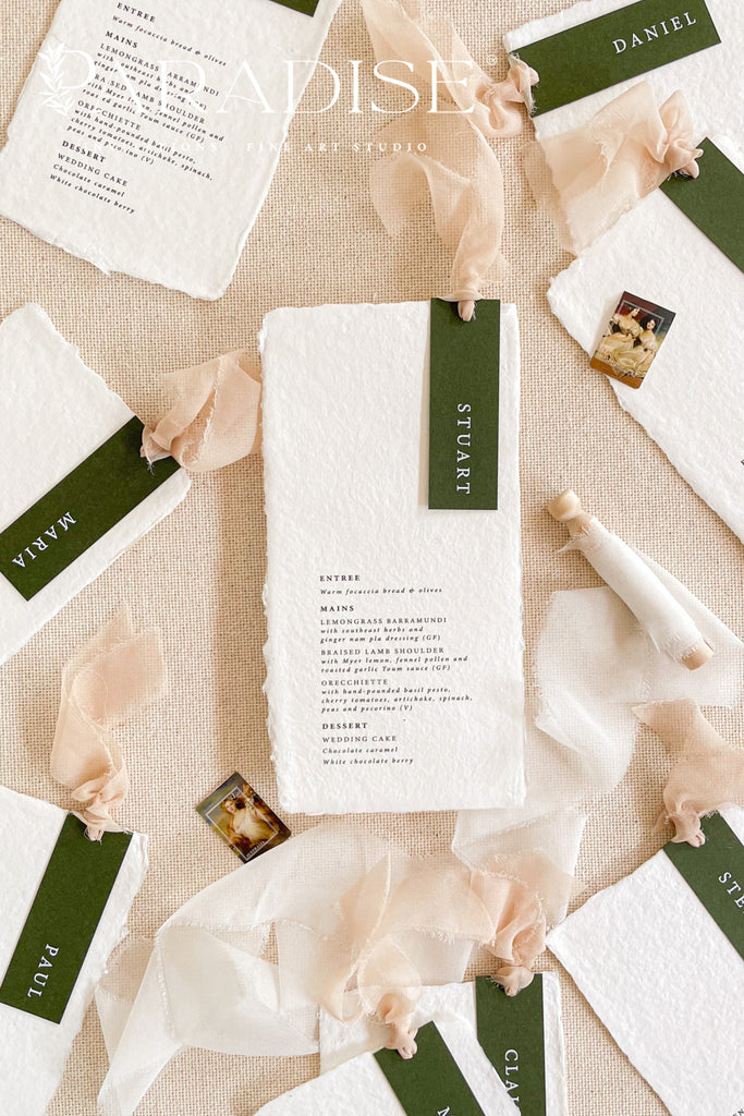 Jade Handmade Paper Wedding Menus