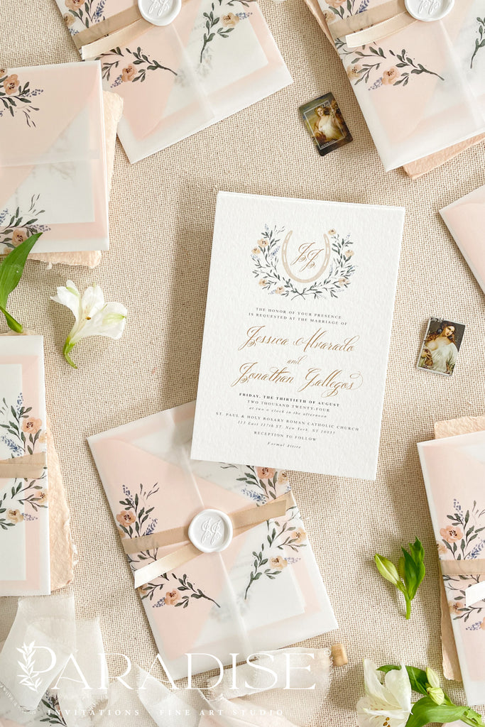 Vandelia Watercolor Monogram Wedding Invitation Sets