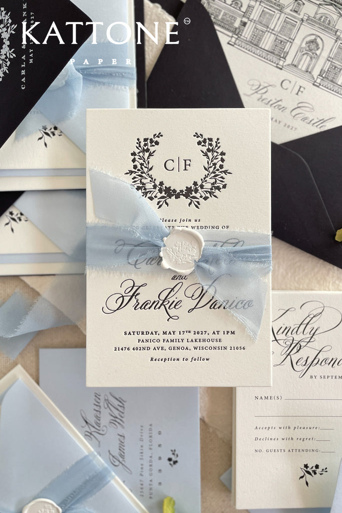 Amalfi Monogram Wedding Invitation Sets