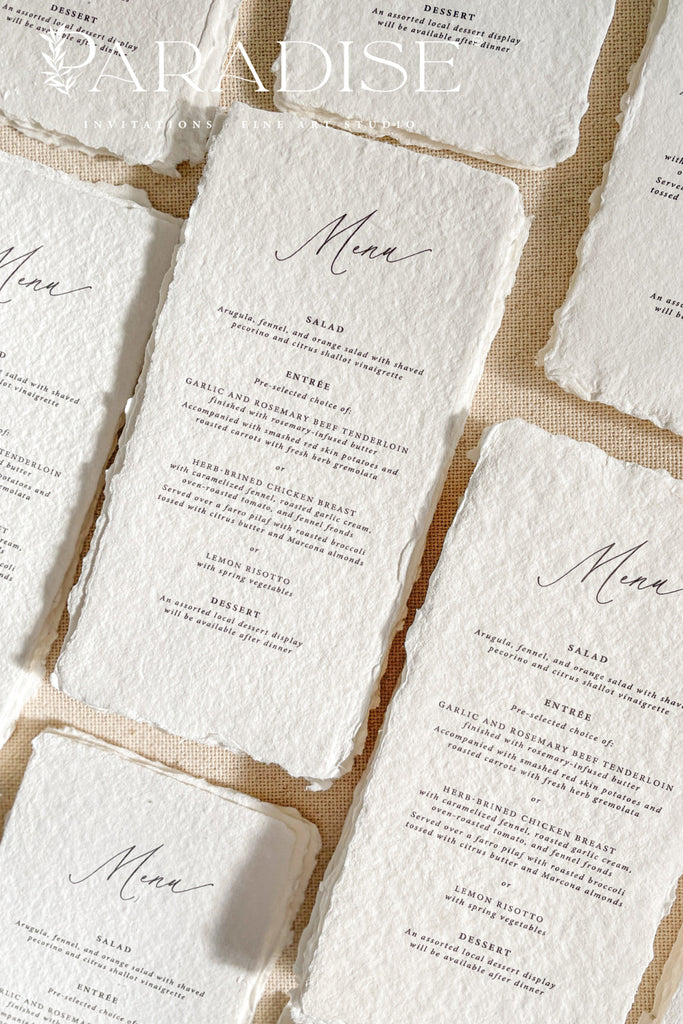 Margo Handmade Paper Wedding Menus