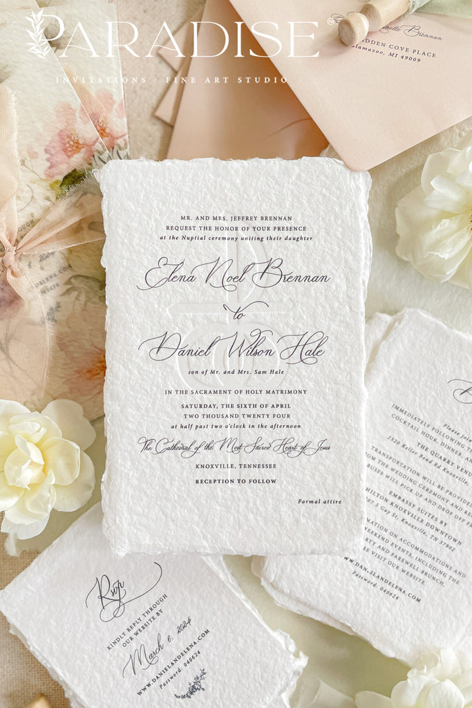 Naomi Handmade Paper Wedding Invitation Sets