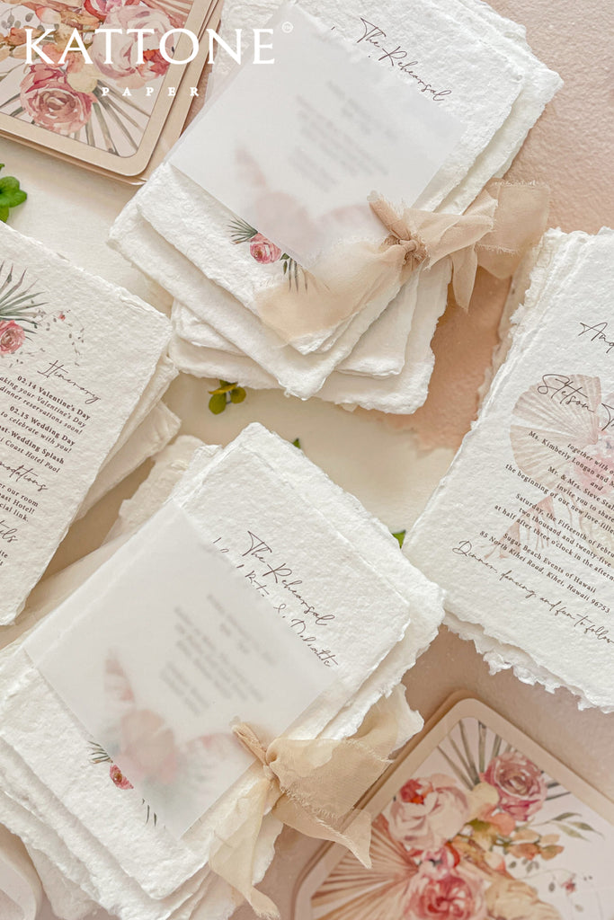 Keilani Handmade Paper Wedding Invitation Suite