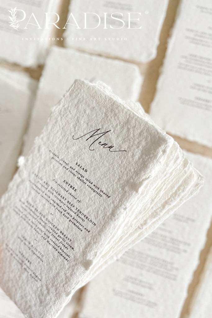 Margo Handmade Paper Wedding Menus