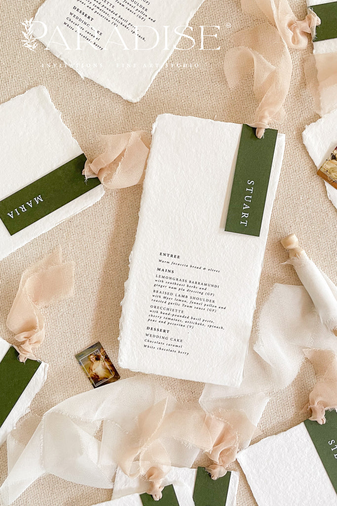 Jade Handmade Paper Wedding Menus