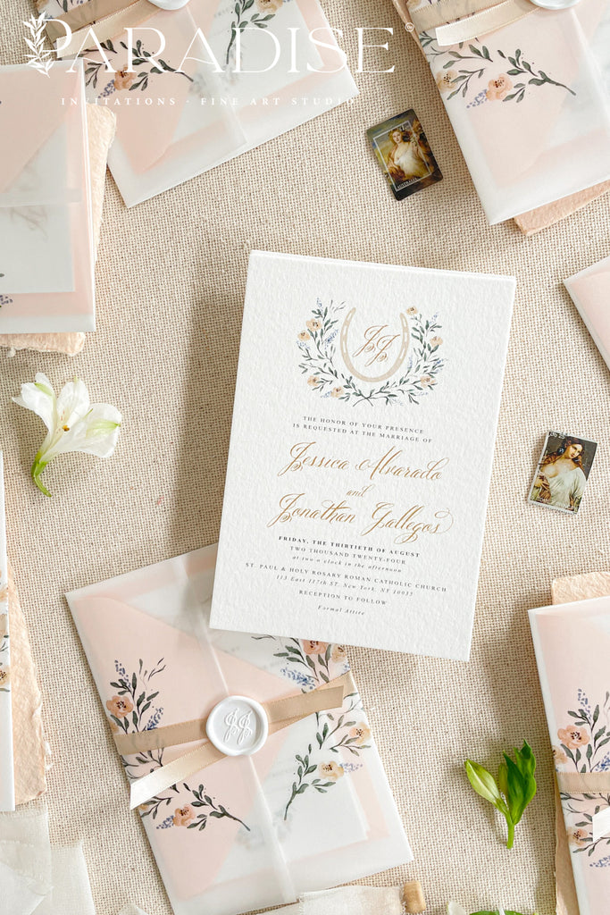 Vandelia Watercolor Monogram Wedding Invitation Sets