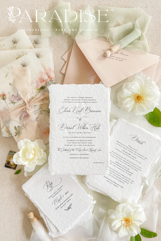 Naomi Handmade Paper Wedding Invitation Sets