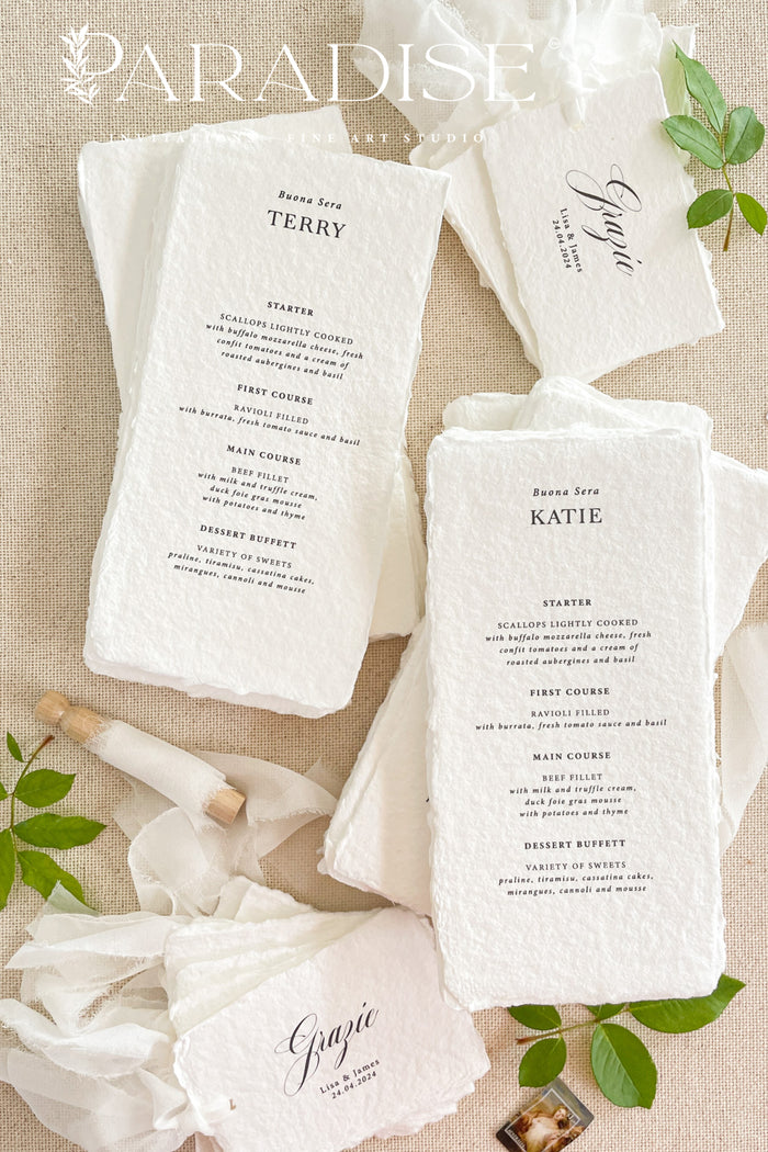 Rosemary Handmade Paper Wedding Menus