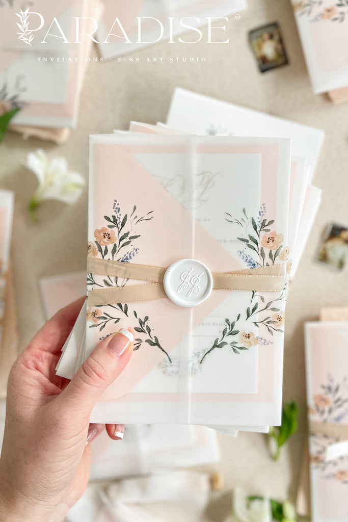 Vandelia Watercolor Monogram Wedding Invitation Sets