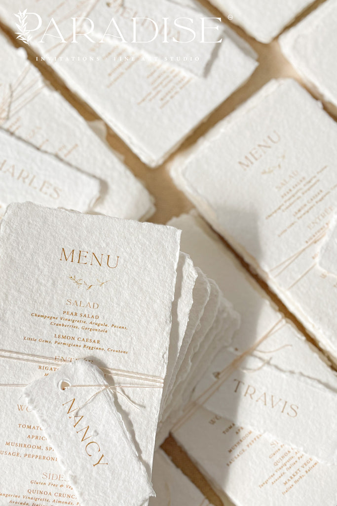 Halo Handmade Paper Wedding Menus