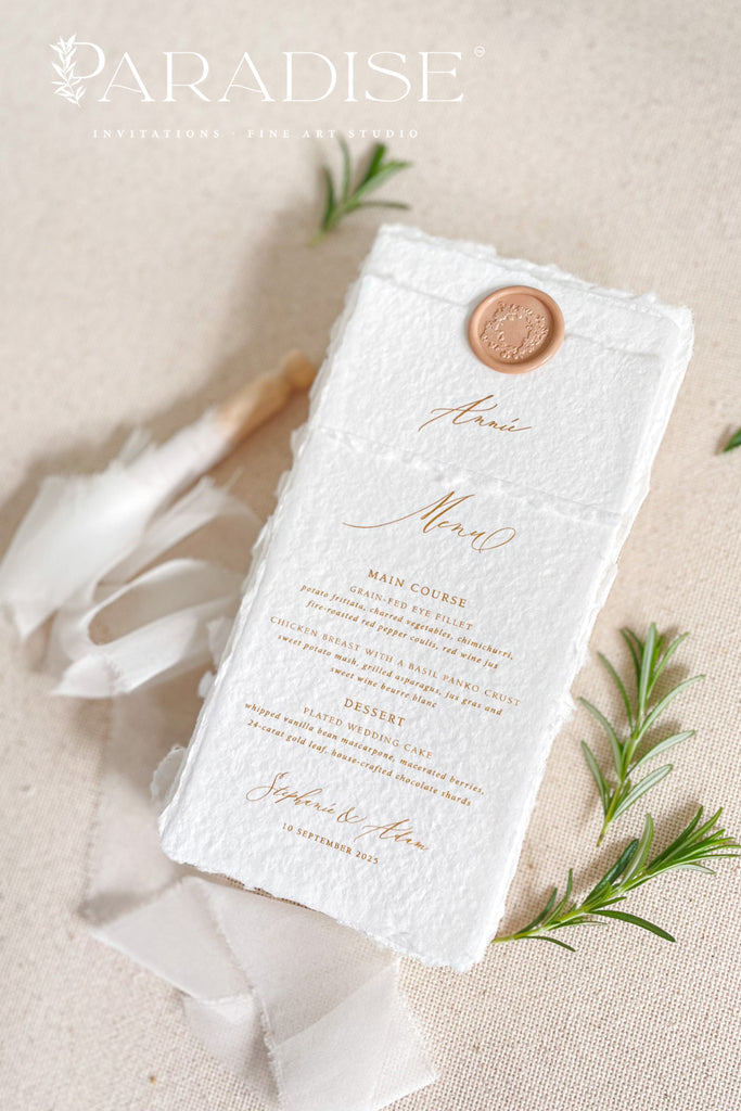 Piper Handmade Paper Wedding Menus