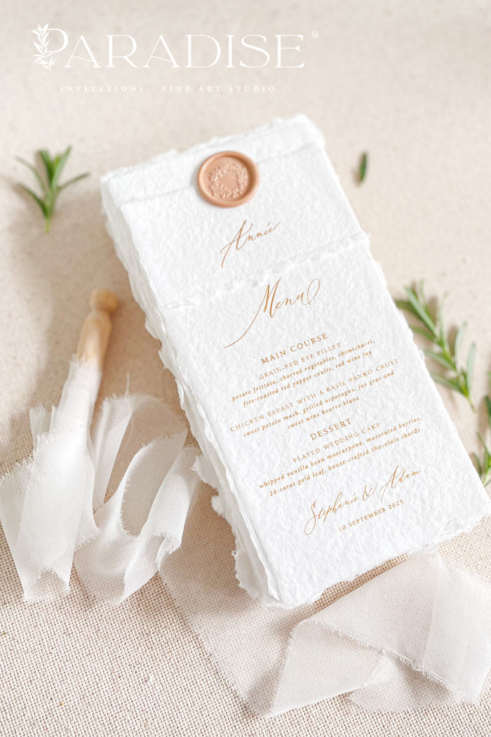 Piper Handmade Paper Wedding Menus