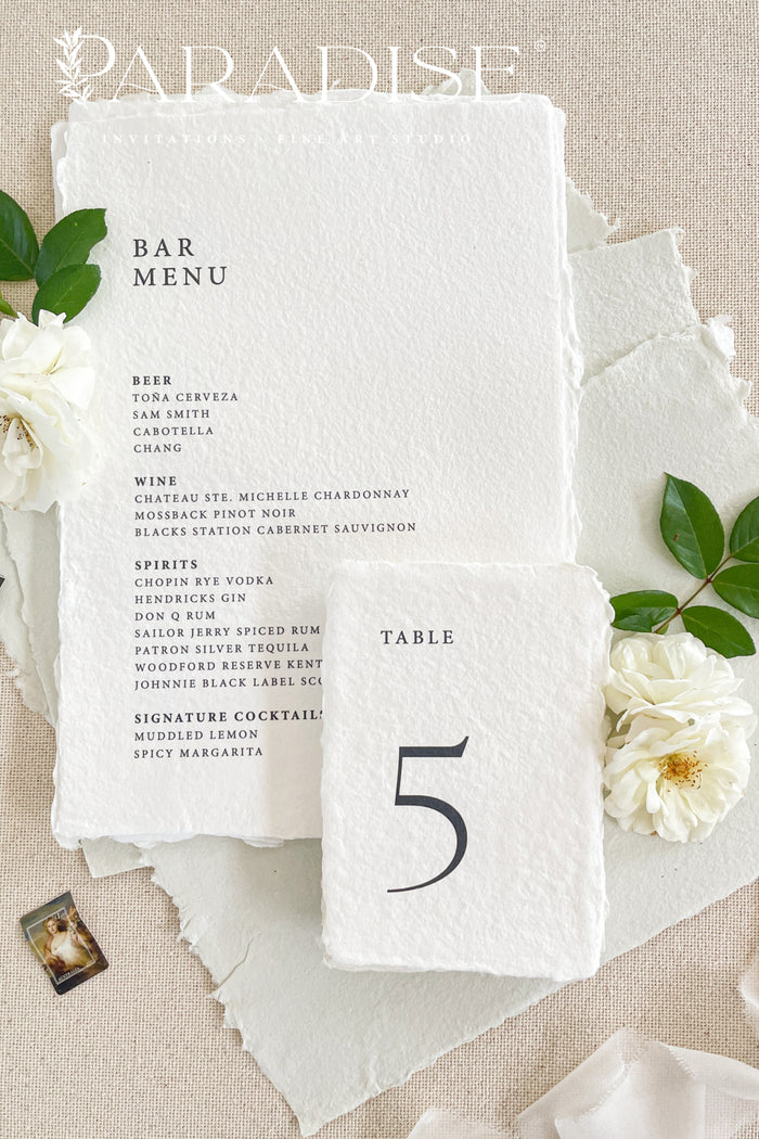 Amora Handmade Paper Table Numbers