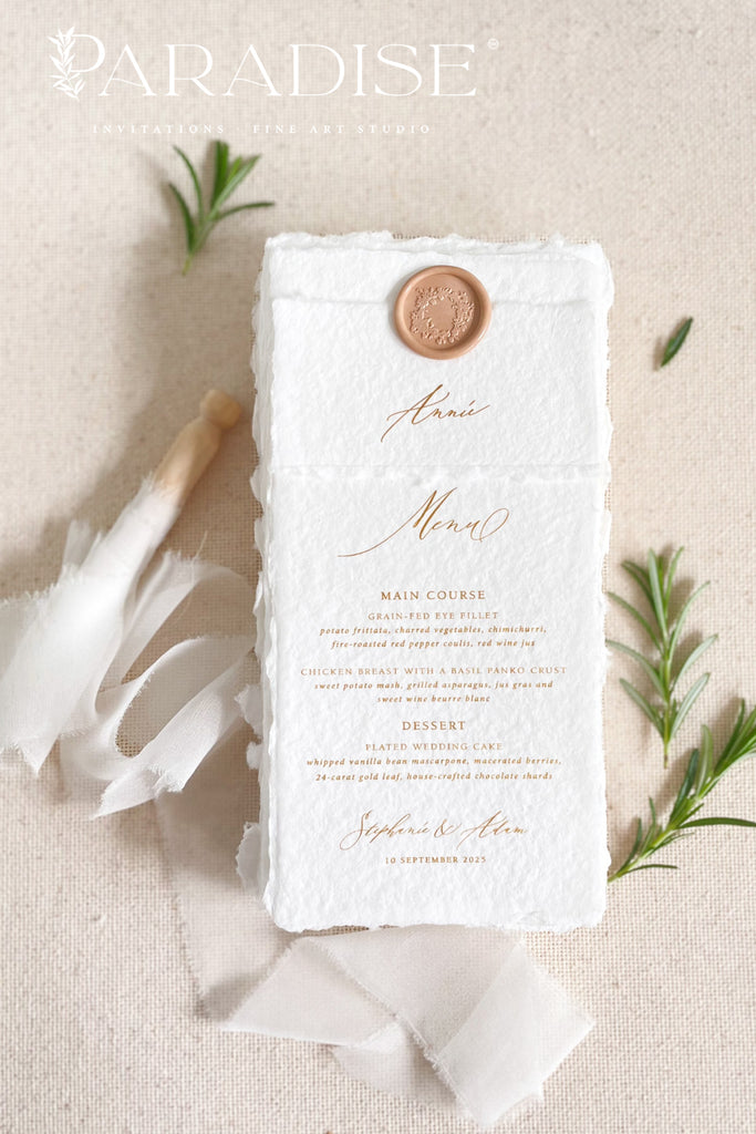 Piper Handmade Paper Wedding Menus