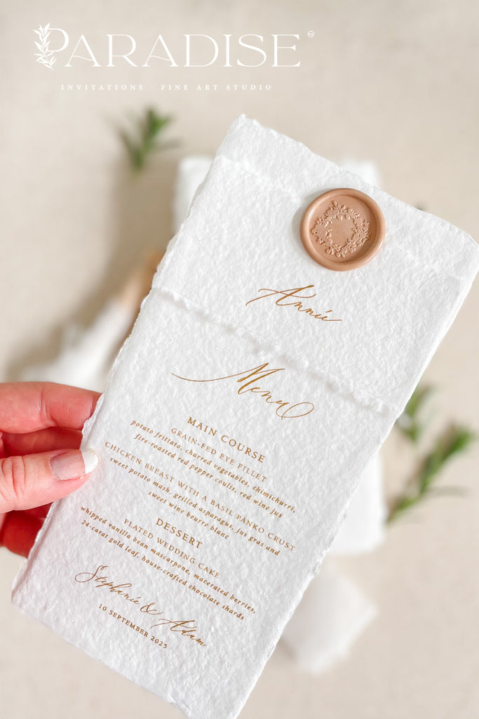 Piper Handmade Paper Wedding Menus