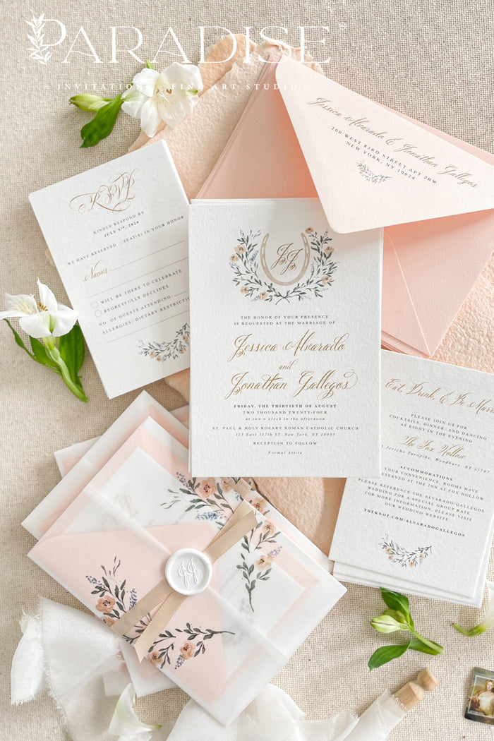 Vandelia Watercolor Monogram Wedding Invitation Sets