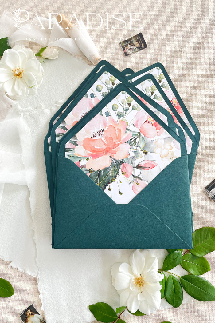 Emerald Envelopes and Floral Liners