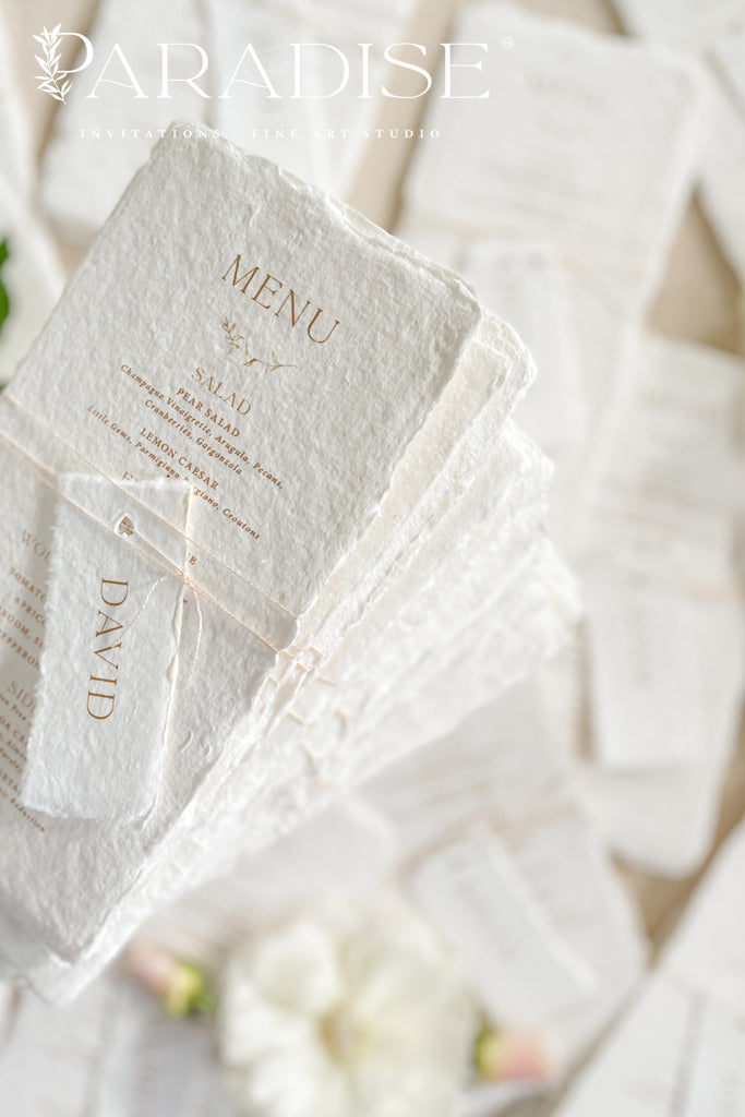 Halo Handmade Paper Wedding Menus