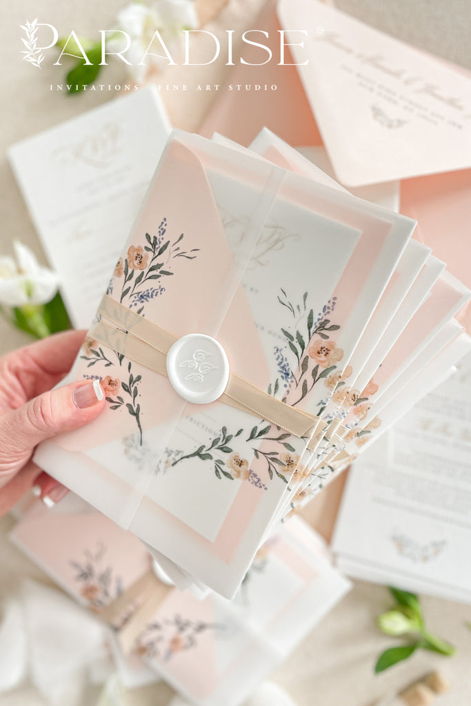 Vandelia Watercolor Monogram Wedding Invitation Sets