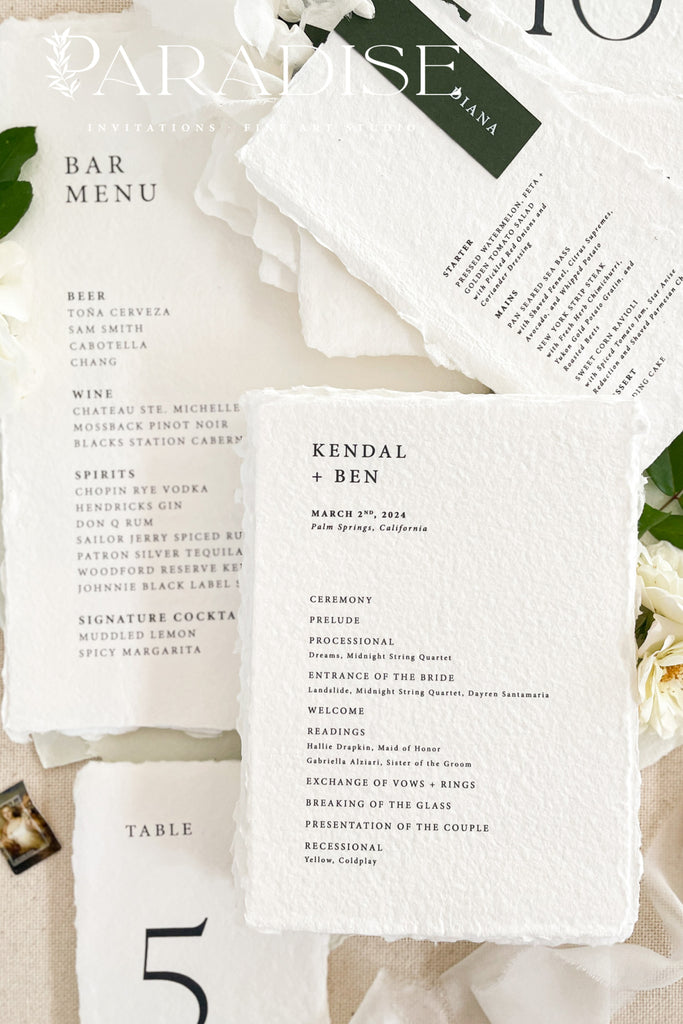 Amora Handmade Paper Wedding Program