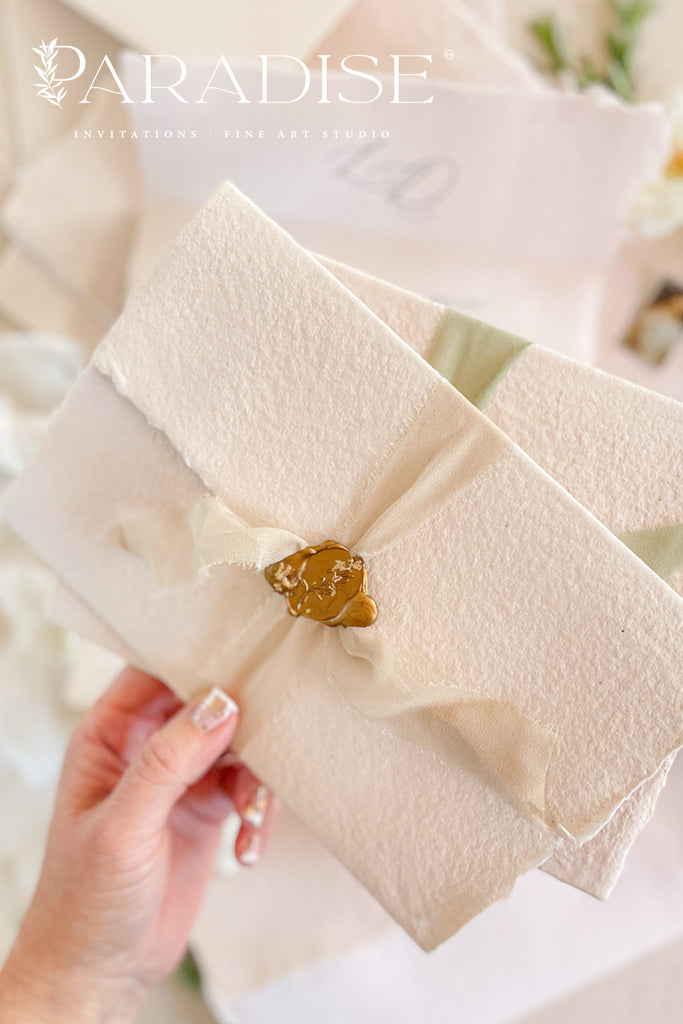 Rosie Tri Fold Handmade Paper Wedding Invitation Sets