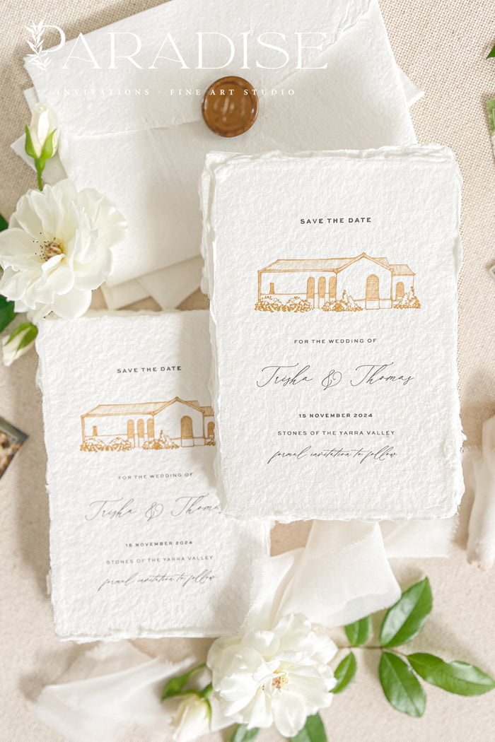 Izabella Handmade Paper Save the Date Cards