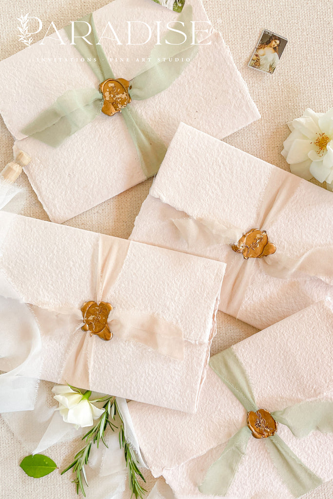 Rosie Tri Fold Handmade Paper Wedding Invitation Sets